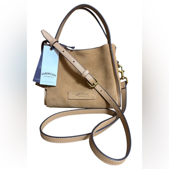AMERICAN LEATHER CO. Auburn Mini 
Leather Crossbody 2.0 NUTMEG SUEDE - Picture 1 of 16